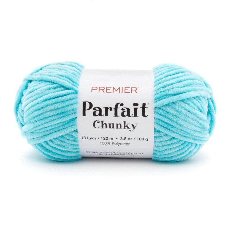 Parfait Chunky Polyester Chenille Yarn - Turquoise 1150-34, Soft & Washable