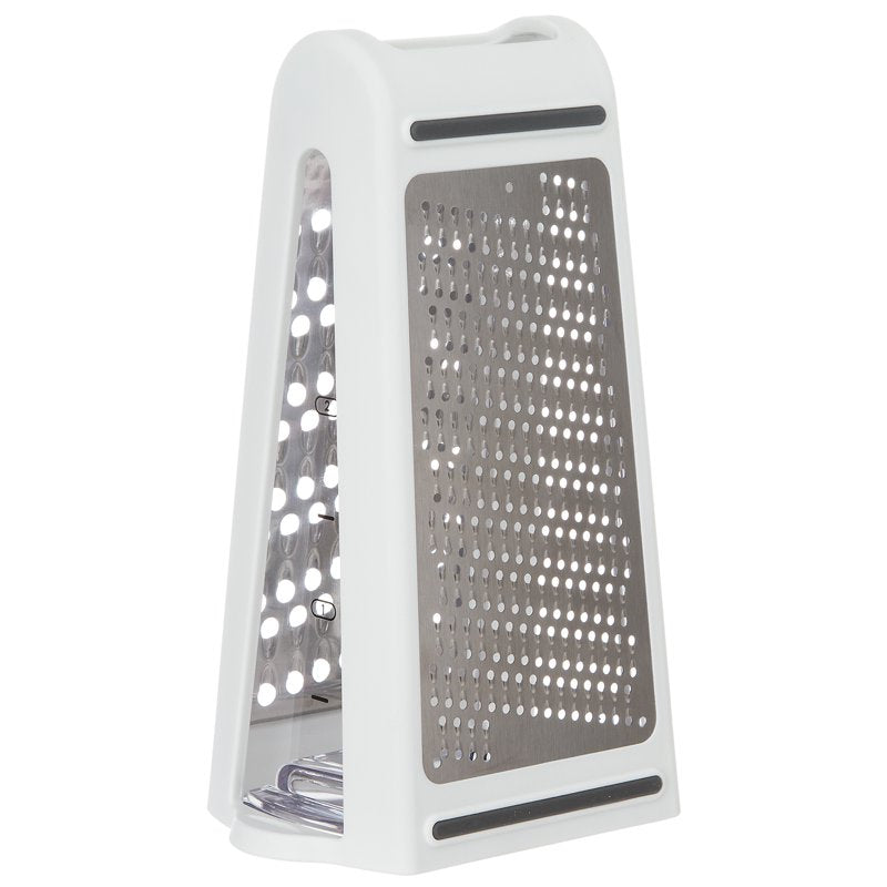 Stainless Steel Grater with 2-Cup Canister & Dual Blades