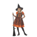 Kids Pumpkin Witch Costume Halloween Dress with Hat and Choker