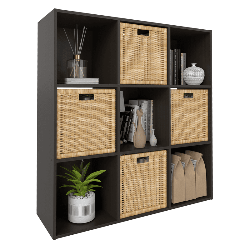 9-Cube Stackable Storage Organizer - Espresso Wood Shelf