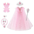 Pink Princess Dress Up Costume Set for Girls with Crown & Jewelry - M