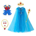 Blue Princess Dress Up Costume Set with Crown & Jewelry - M Size