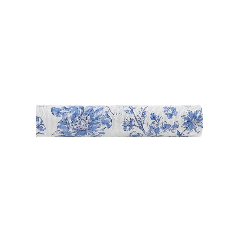 Non-Adhesive Vinyl Shelf Liner - Blue Floral Print, 12" x 10'