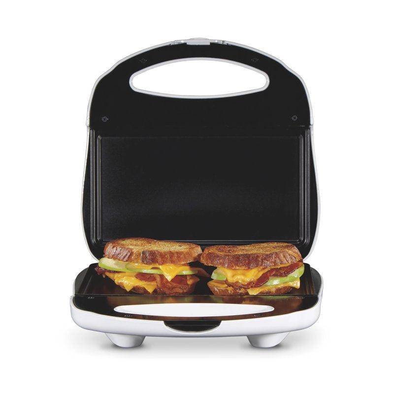 Compact Hot Sandwich Maker with Nonstick Surface - 700W White Grill
