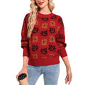 Women’s Y2K Maple Leaves Print Sweater - Red S Crewneck Fall Winter Knit Pullover