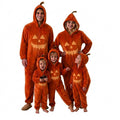 F Pumpkin Cosplay Pajama Set - Warm Fleece Hooded Halloween Sleepwear for Couples 2XL