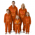 Unisex Pumpkin Cosplay Jumpsuit Halloween Costume XL - Cozy Fleece Hooded Loungewear