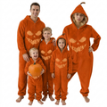 Family Pumpkin Cosplay Onesie Pajamas with Hood - Cozy Halloween Loungewear W L