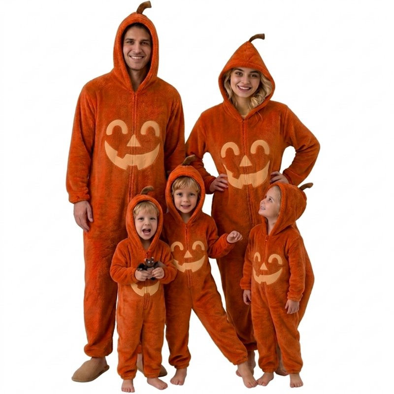 Kids Pumpkin Costume Jumpsuit Halloween Cosplay Pajamas - 11-12Y D Variation