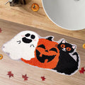 Pumpkin Print Acrylic Area Rug - Seasonal Entryway Mat with Non-Slip Backing - Variation L