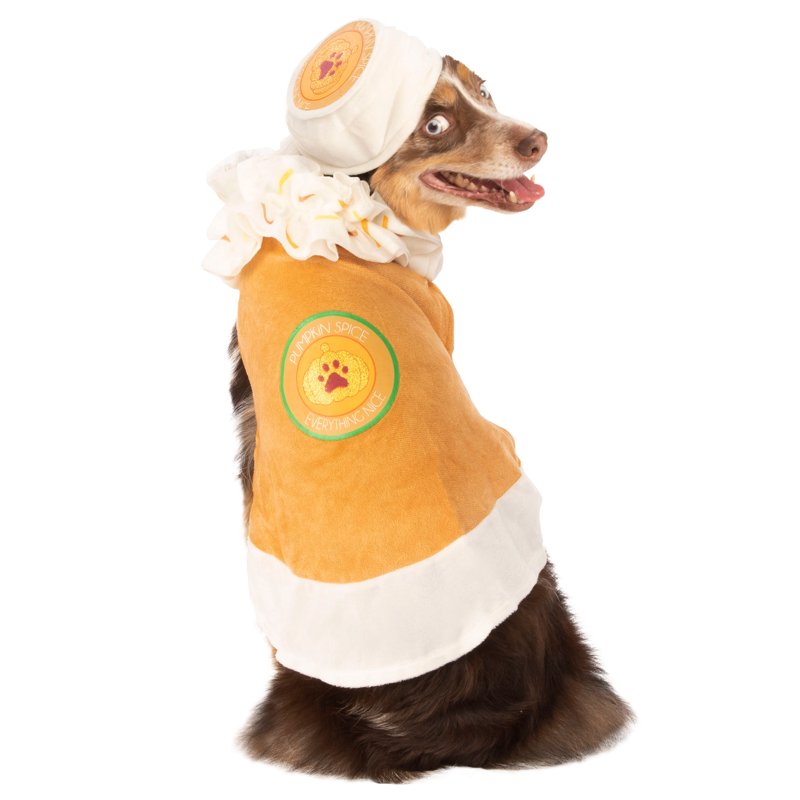 Pumpkin Spiced Latte Pet Costume with Shirt and Headpiece - Fall Holiday Dress Up