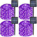 Purple Solar Fairy String Lights 33ft 100 LED Outdoor Waterproof 2 Pack with 8 Modes, Silver Wire for Garden Patio Halloween Christmas
