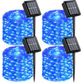 Blue 33ft Solar Fairy Lights Outdoor Waterproof 100 LED 8 Modes - 4 Pack