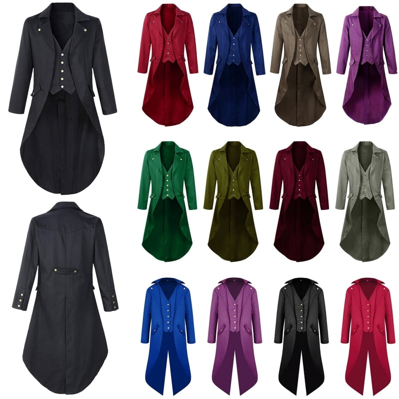 Men's Steampunk Tailcoat Costume - Medieval Renaissance Gothic Layered Dress XXXL