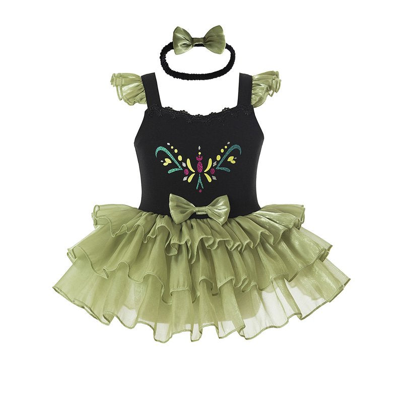 Flutter Sleeve Green Baby Girl Princess Dress & Headband Set 6-24 Months