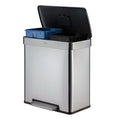 16 Gallon Stainless Steel Step Trash Can - Dual Compartment - Silver