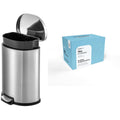 13 Gallon Stainless Steel D-Shape Step Trash Can with Bags - Silver