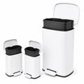 Stainless Steel Trash Can Combo - 13.2 Gallon & 2 x 1.3 Gallon - Soft Close Lid - Shiny White