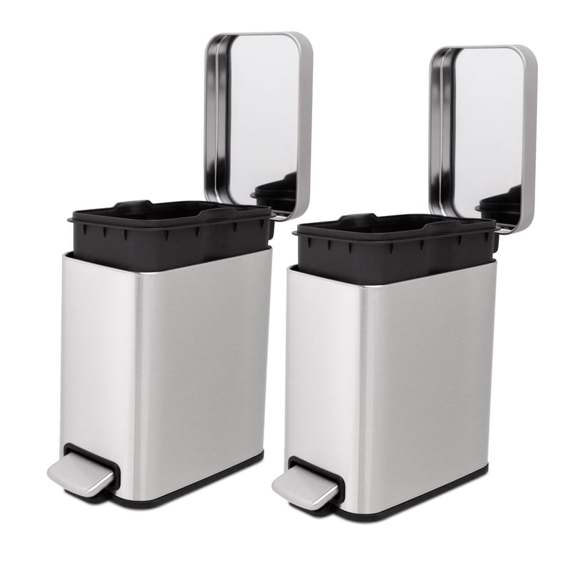 Stainless Steel Slim Step-On Trash Can Twin Pack - 1.3 Gallon