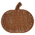 Fall Rattan Pumpkin-Shaped Decorative Tray 15 Inch for Seasonal Display