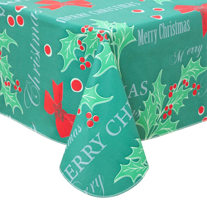 Christmas Tablecloth 60x84 Inch - Red & Green Waterproof Plastic