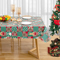 Christmas Tablecloth 60x84 Inch Elk Green Waterproof Plastic Cover