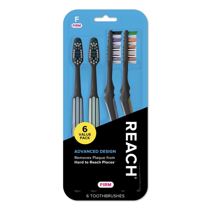 REACH Advanced Design Angled Neck Toothbrush - 6 Count