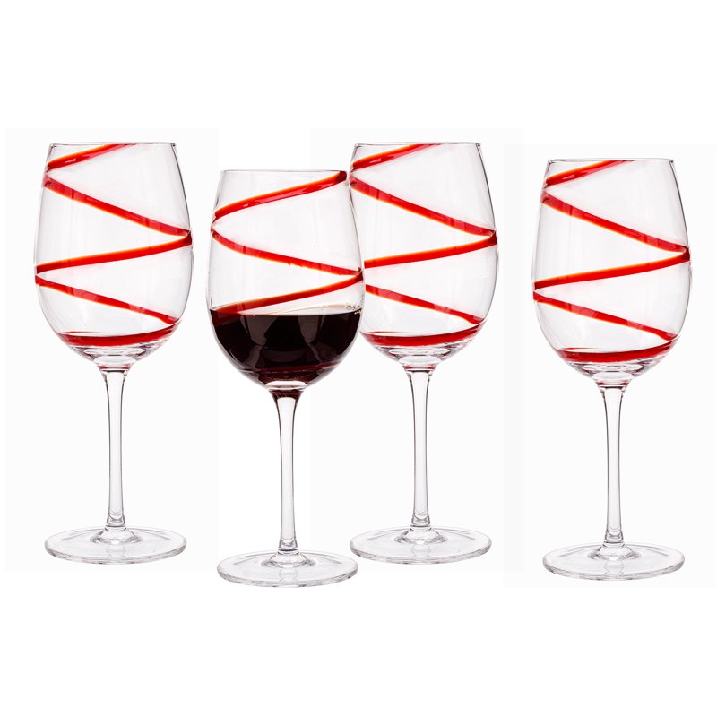 Red Swirl Red Wine Glass Set - 4 Pack