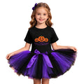 Girls Halloween Witch Costume Set with Pumpkin Tutu Dress & Bow Hair Accessory - Purple, 7-8 Years