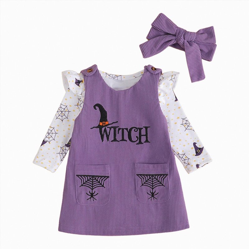 Baby Girl Halloween Romper & Overalls Set - White 6-12 Months A13