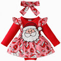 Baby Girl First Christmas Outfit Set - Red Long Sleeve Romper & Overalls 3-6 Months