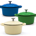 Enameled Cast Iron Mini Pot - 5.5-Inch Cocotte with Lid - Blue, Green, White