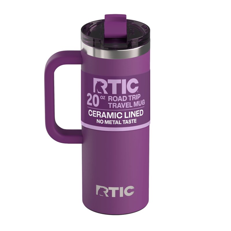20 oz Insulated Travel Mug - Ceramic Lined, Leak-Resistant, Berry Jam
