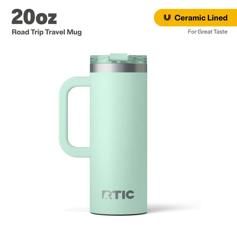 20 oz Insulated Travel Mug - Ceramic Lined, Leak-Resistant, Fresh Mint