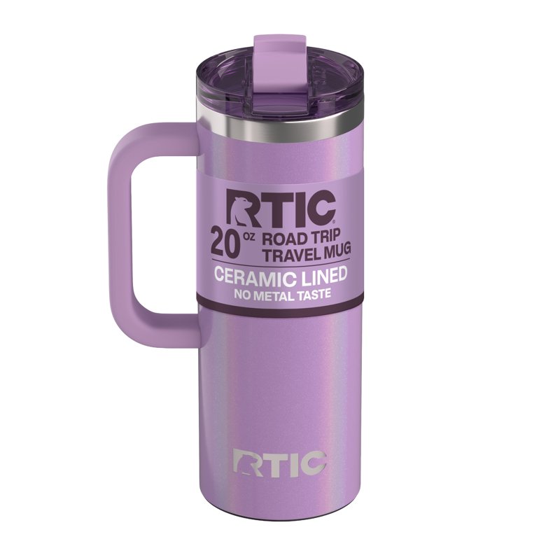 20 oz Insulated Travel Mug with Ceramic Lining - Lavender Glitter