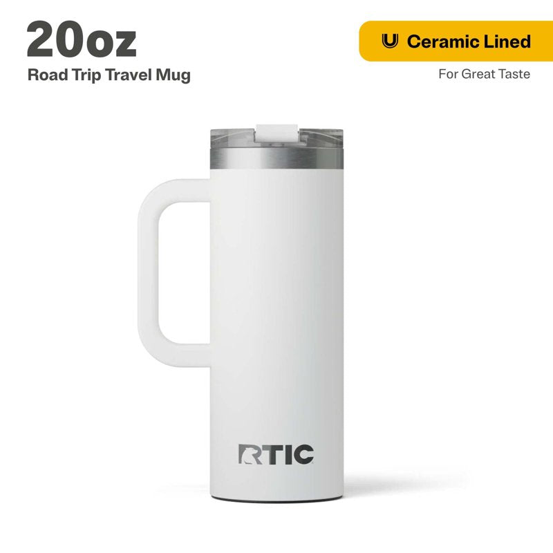 20 oz Insulated Travel Mug with Ceramic Lining - White