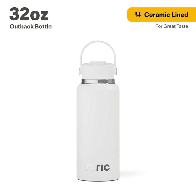 32 oz Insulated Outback Water Bottle - Ceramic Lined, White