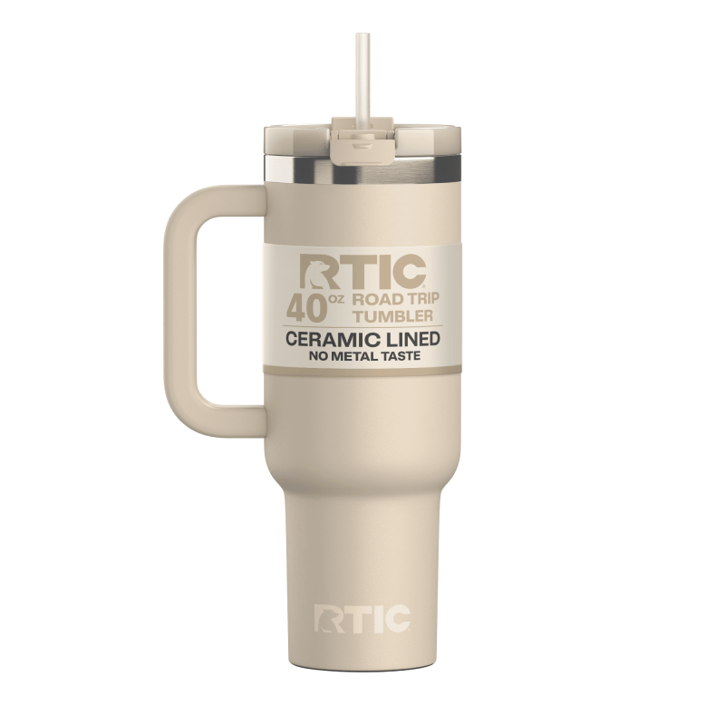 40 oz Ceramic-Lined Road Trip Tumbler with Handle & Leak-Resistant Lid
