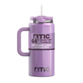 64 oz Road Trip Tumbler - Ceramic Lined with Handle & Straw Lid, Lavender Glitter