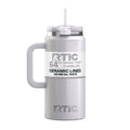 64 oz Ceramic Lined Road Trip Tumbler with Handle & Leak-Resistant Straw Lid - White Glitter