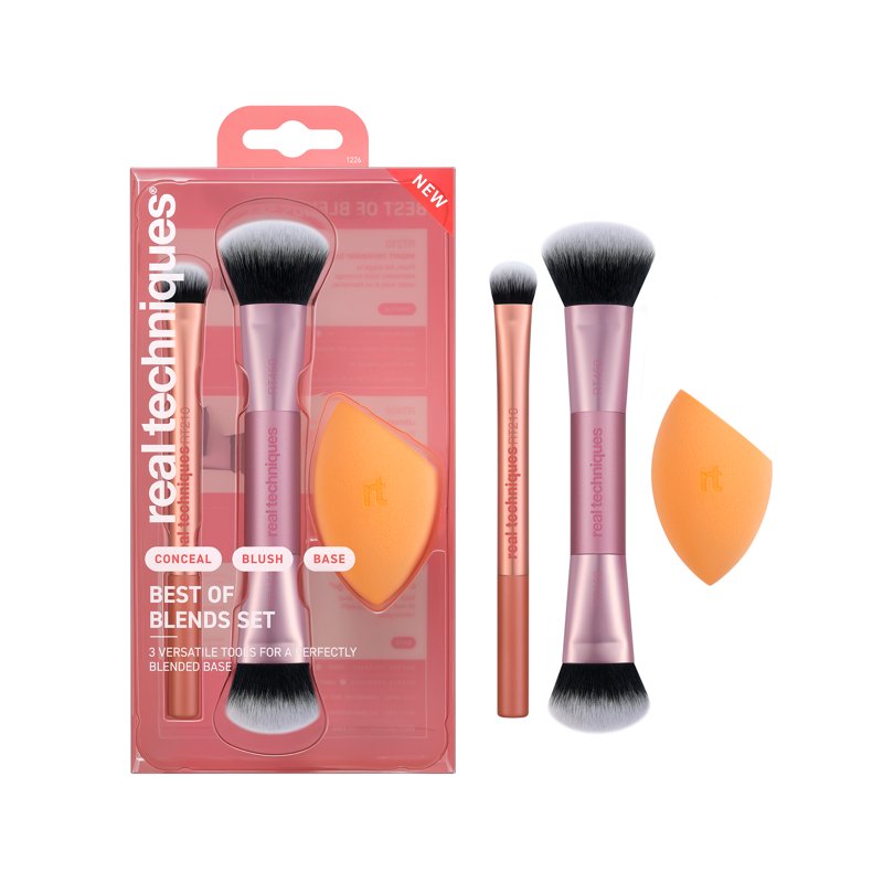 3-Piece Makeup Brush and Blending Sponge Set for Flawless Application