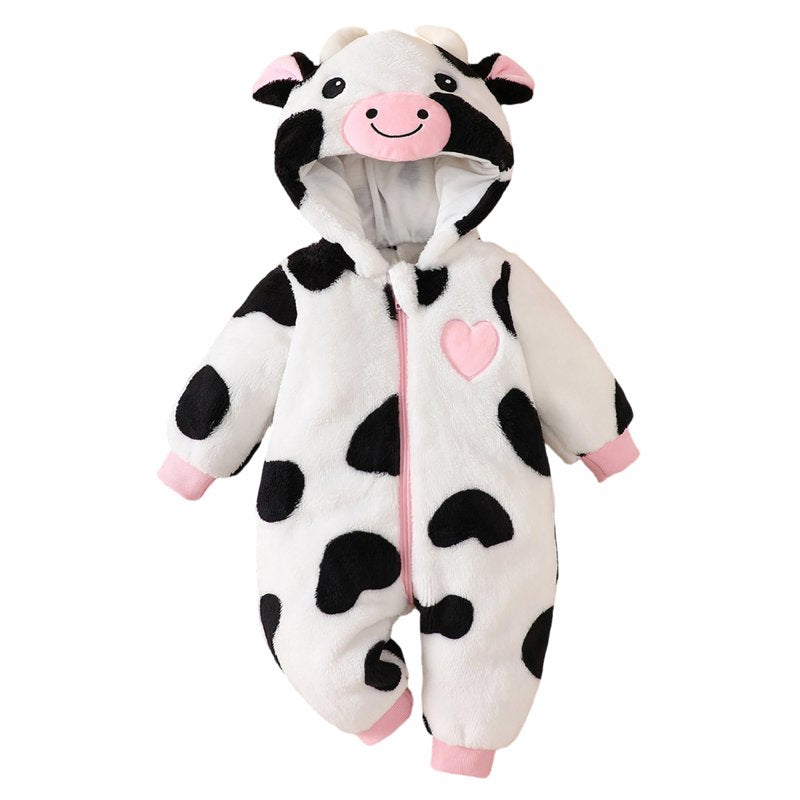 Baby Cow Costume Infant Halloween Animal Romper - White, 3-6 Months