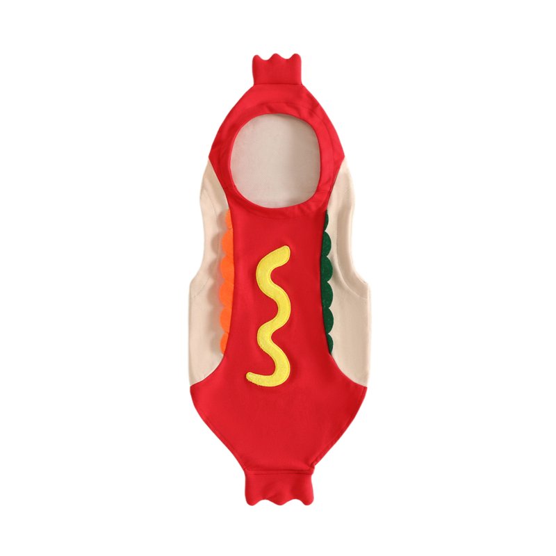 Kids Hot Dog Costume Toddler Girl Boy Halloween Cosplay Romper - Red, 3-4 Years