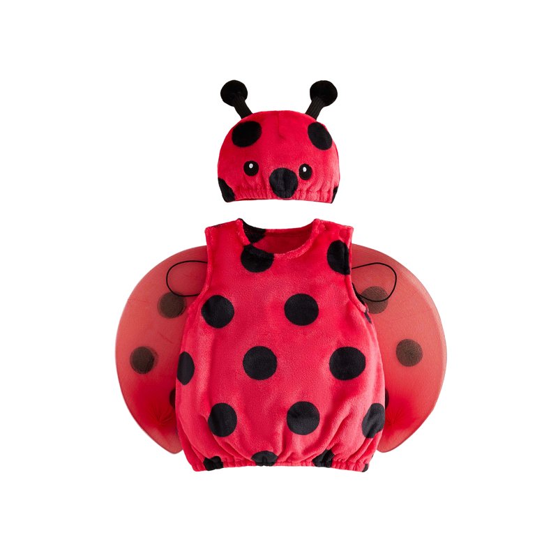 Kids Ladybug Costume Set for Infants 0-6 Months - Red Sleeveless Top with Wing Hat