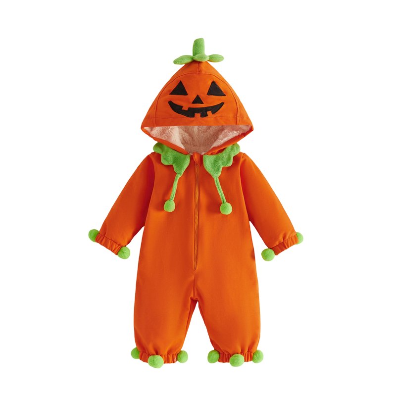 Kids Toddler Halloween Pumpkin Costume Romper - Orange, 6-12 Months