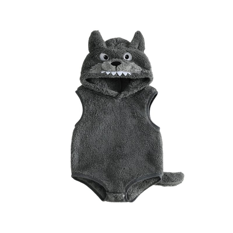 Baby Boy Wolf Costume - Infant Halloween Animal Romper, 3-6 Months, Dark Grey