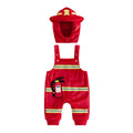 Toddler Baby Boy Firefighter Costume Red 3-6 Months Halloween Cosplay Jumpsuit & Hat