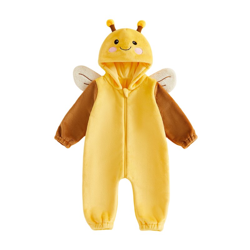 Toddler Baby Halloween Bee Costume Romper - Infant Fall Winter Jumpsuit, Size 6-12 Months
