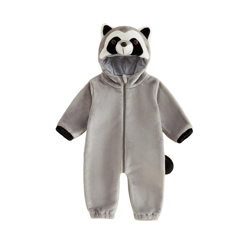 Toddler Baby Raccoon Halloween Costume Jumpsuit - Gray, 6-12 Months