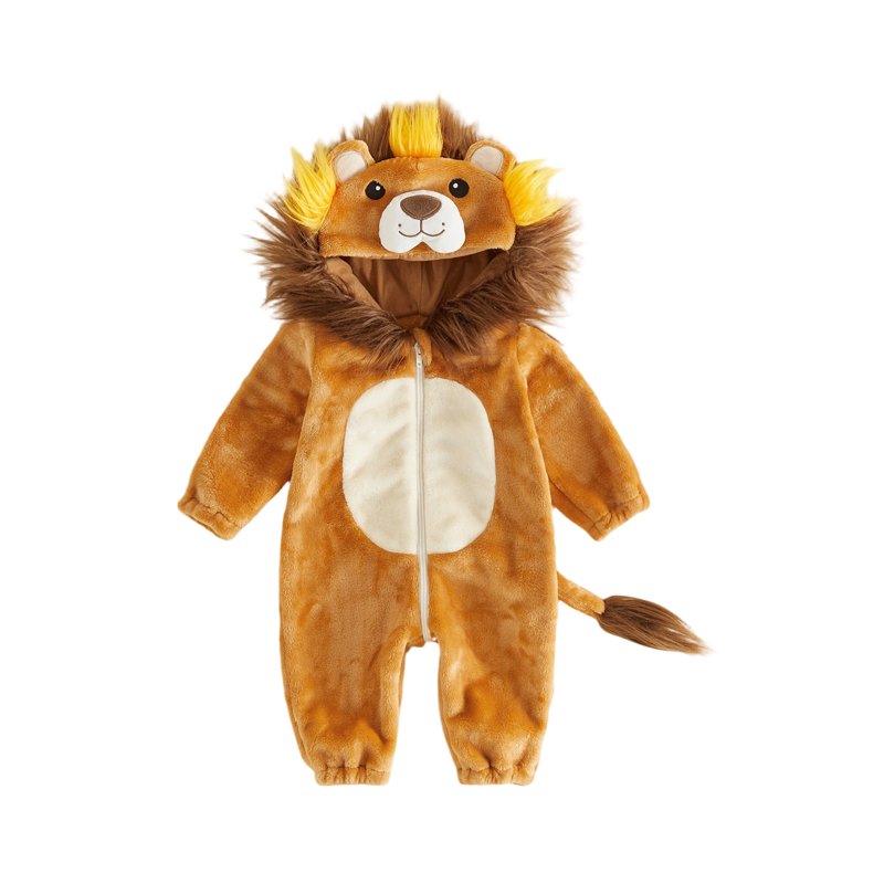 Toddler Baby Lion Costume Jumpsuit for 2-3 Years Khaki Halloween Animal Outfit